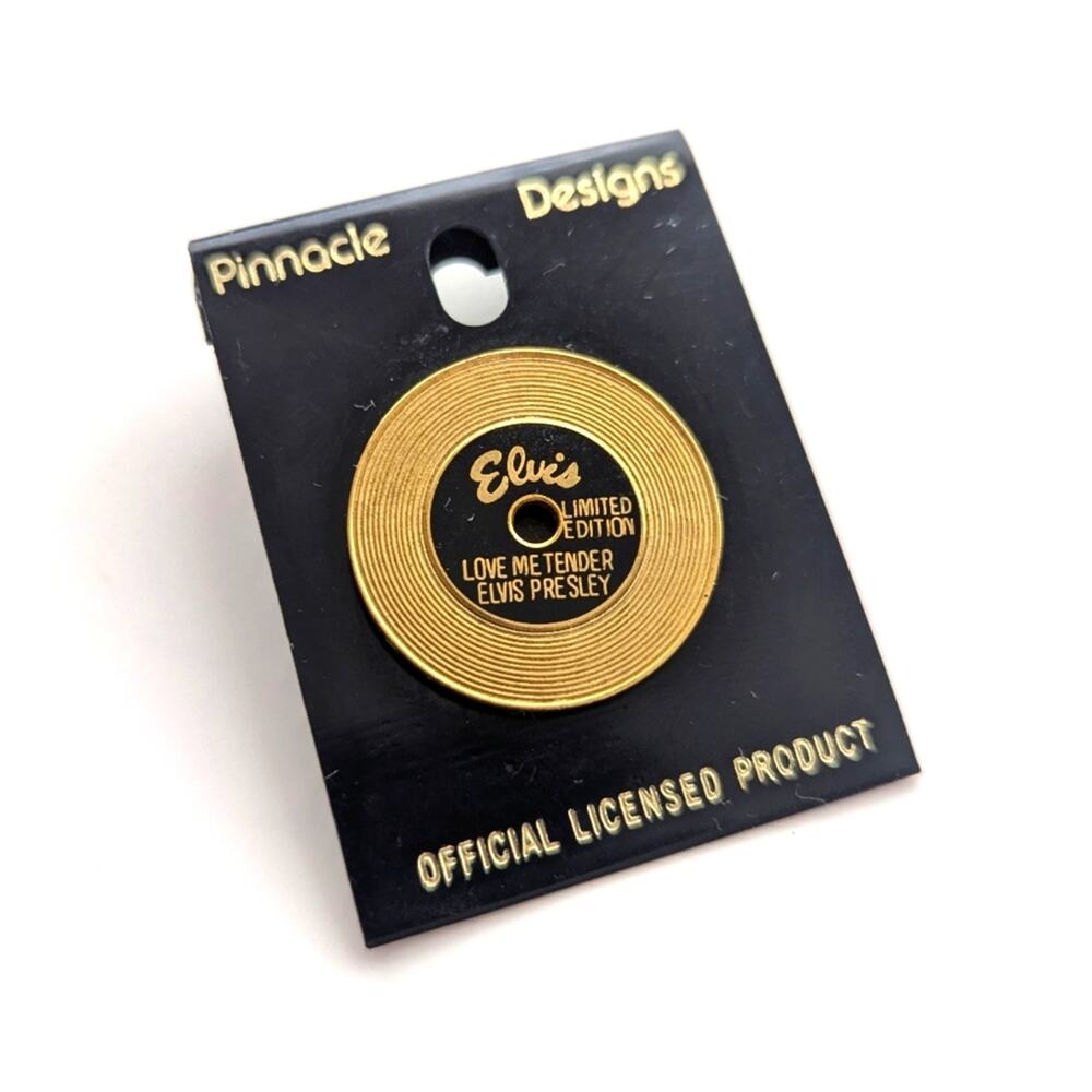 Vintage Pinnacle Designs Elvis Presley Love Me Tender Collectible Record Pin NWT